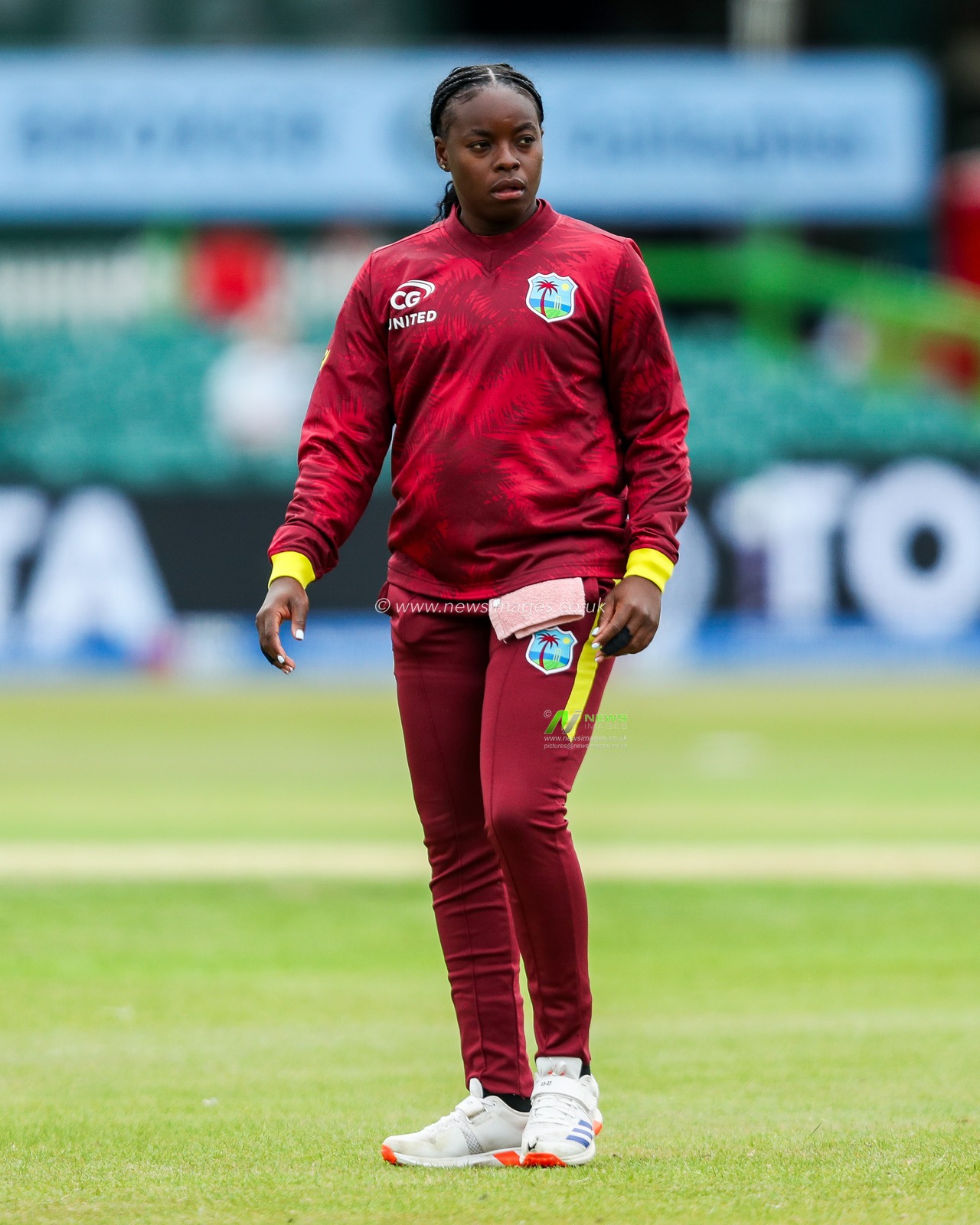 Aaliyah Alleyne of West Indies Women looks on during the 2nd Metro Bank ODI Day International England Women v West Indies Women at Uptonsteel County Ground, Leicester, United Kingdom, 4th June 2025

(Photo by Izzy Poles/News Images)