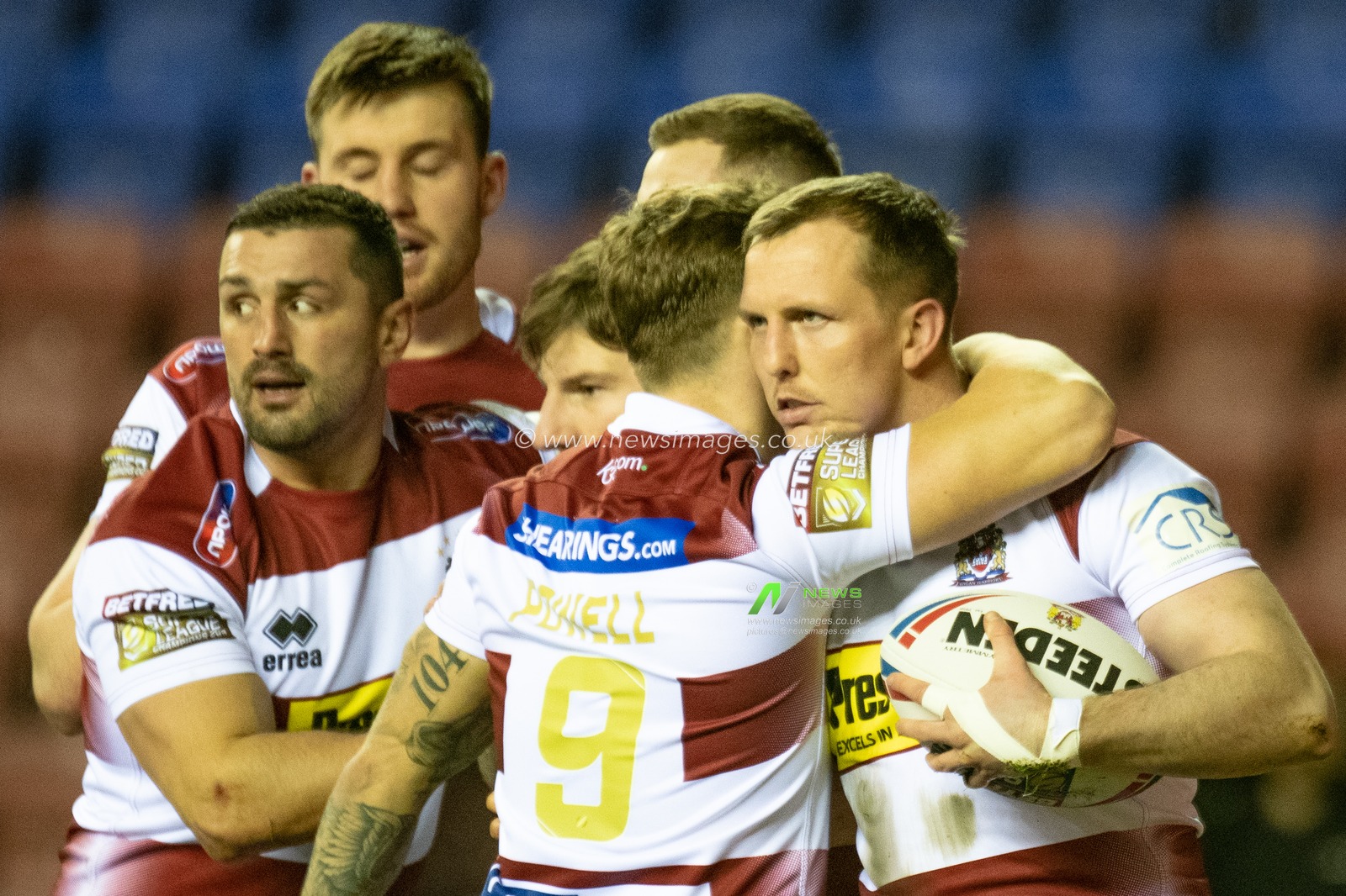 8th February  2019 , DW Stadium, Wigan, England;  Betfred Super League, Round 2, Wigan Warriors vs Leeds Rhinos ; Dan Sarginson of Wigan Warriors celebrates his  try

Credit: Richard Long/News Images