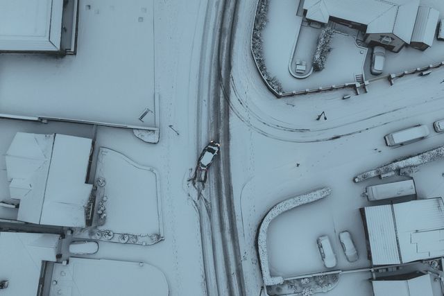 Heavy Snow falls in the village of Monk Bretton near Barnsley