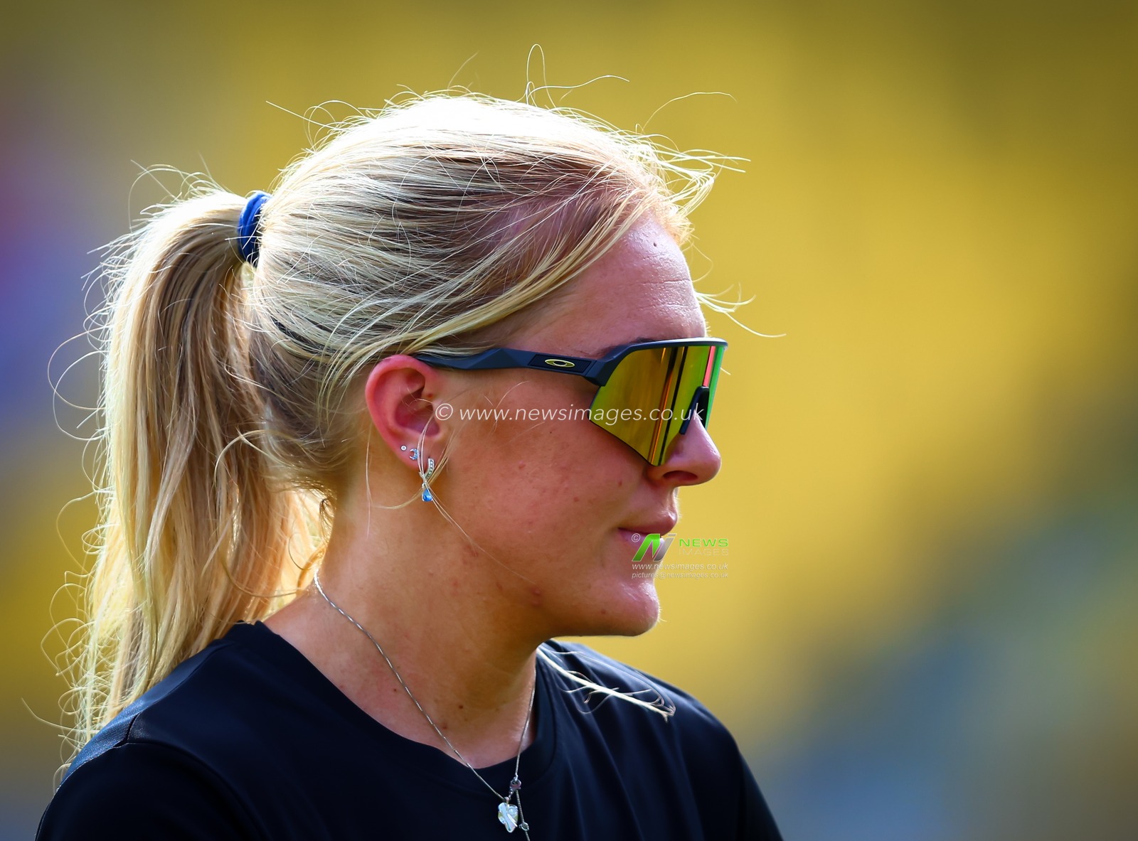 Sarah Glenn of England wearing Oakley Glases during the ICC Women's World Cup match 04 England Women vs South Africa Women at ACA Barsapara Cricket Stadium, Guwahati, Assam / India, 3rd October 2025

(Photo by Shubhajit Roy Karmakar/News Images)