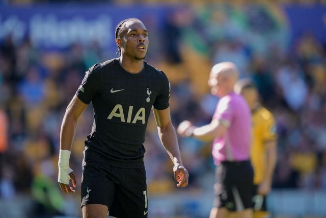 Mathys Tel of Tottenham Hotspur during the Premier League match Wolverhampton Wanderers vs Tottenham Hotspur at Molineux, Wolverhampton, United Kingdom on 25 April 2026

(Photo by Maynard Manyowa/News Images)