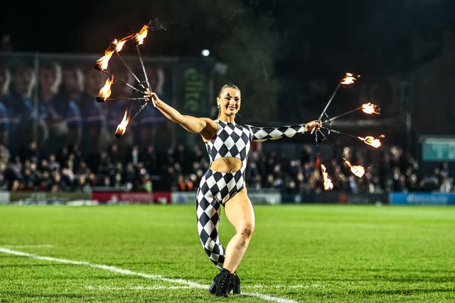 Pre-match entertainment ahead of the Betfred Super League round 5 match Wakefield Trinity vs Leigh Leopards at DIY Kitchens Stadium, Wakefield, United Kingdom on 20 March 2026

(Photo by Alfie Cosgrove/News Images)