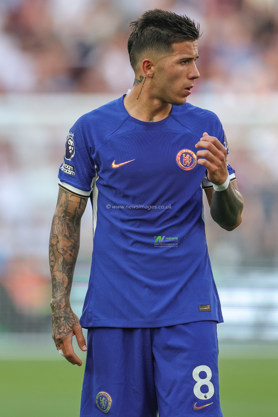 Enzo FernÃ¡ndez #8 of Chelsea during the Premier League match West Ham United vs Chelsea at London Stadium, London, United Kingdom, 20th August 2023

(Photo by Mark Cosgrove/News Images)