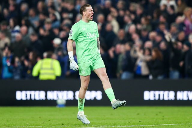 Everton goalkeeper Jordan Pickford celebrates Beto of Everton goal to make it 2-0 during the Premier League match Everton vs Chelsea at Hill Dickinson Stadium, Liverpool, United Kingdom on 21 March 2026

(Photo by Jorge Horsted/News Images)