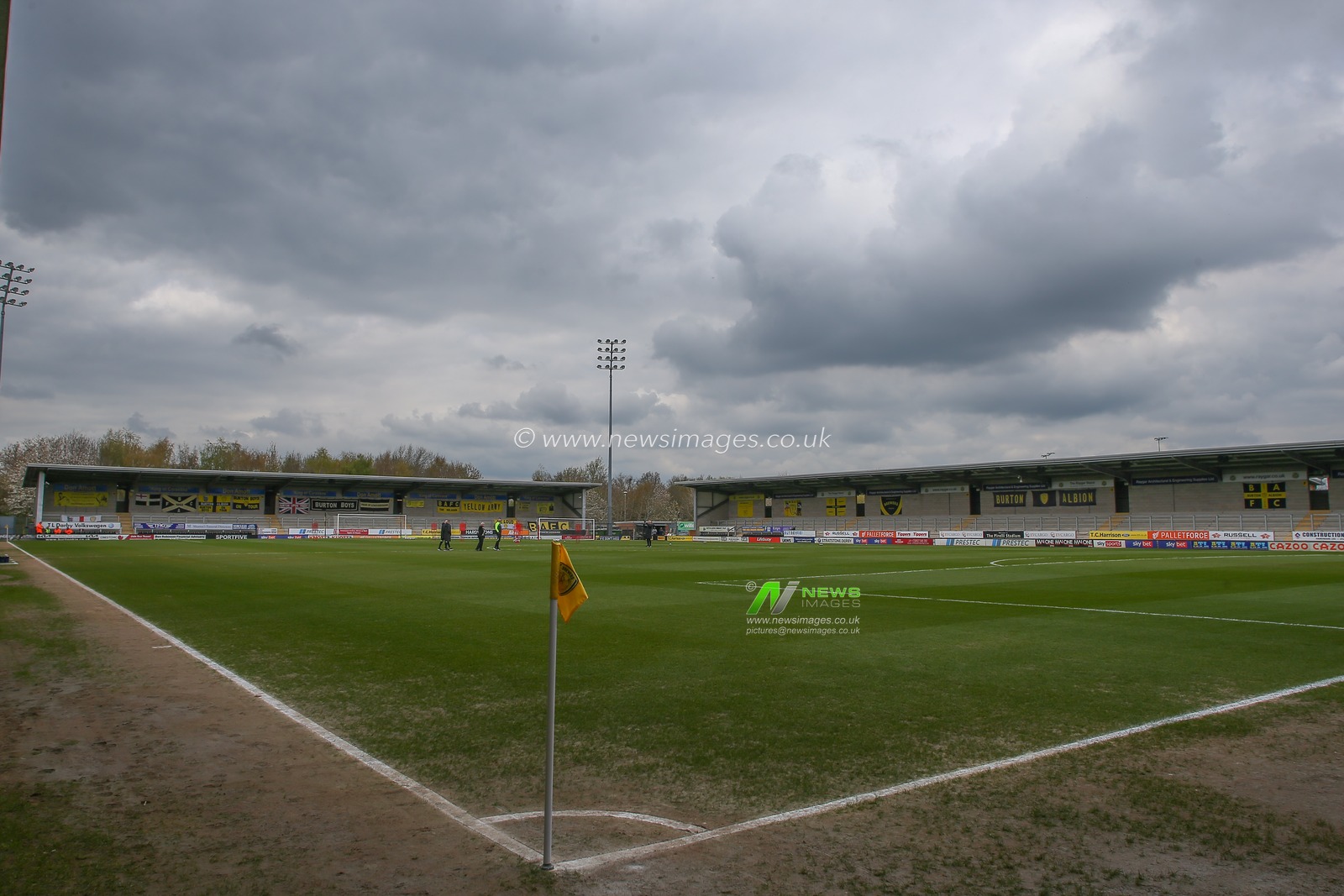 A general view inside of the Pirelli Stadium, home of Burton Albion ahead of the Sky Bet League 1 match Burton Albion vs Sheffield Wednesday at Pirelli Stadium, Burton upon Trent, United Kingdom, 15th April 2023

(Photo by Gareth Evans/News Images)