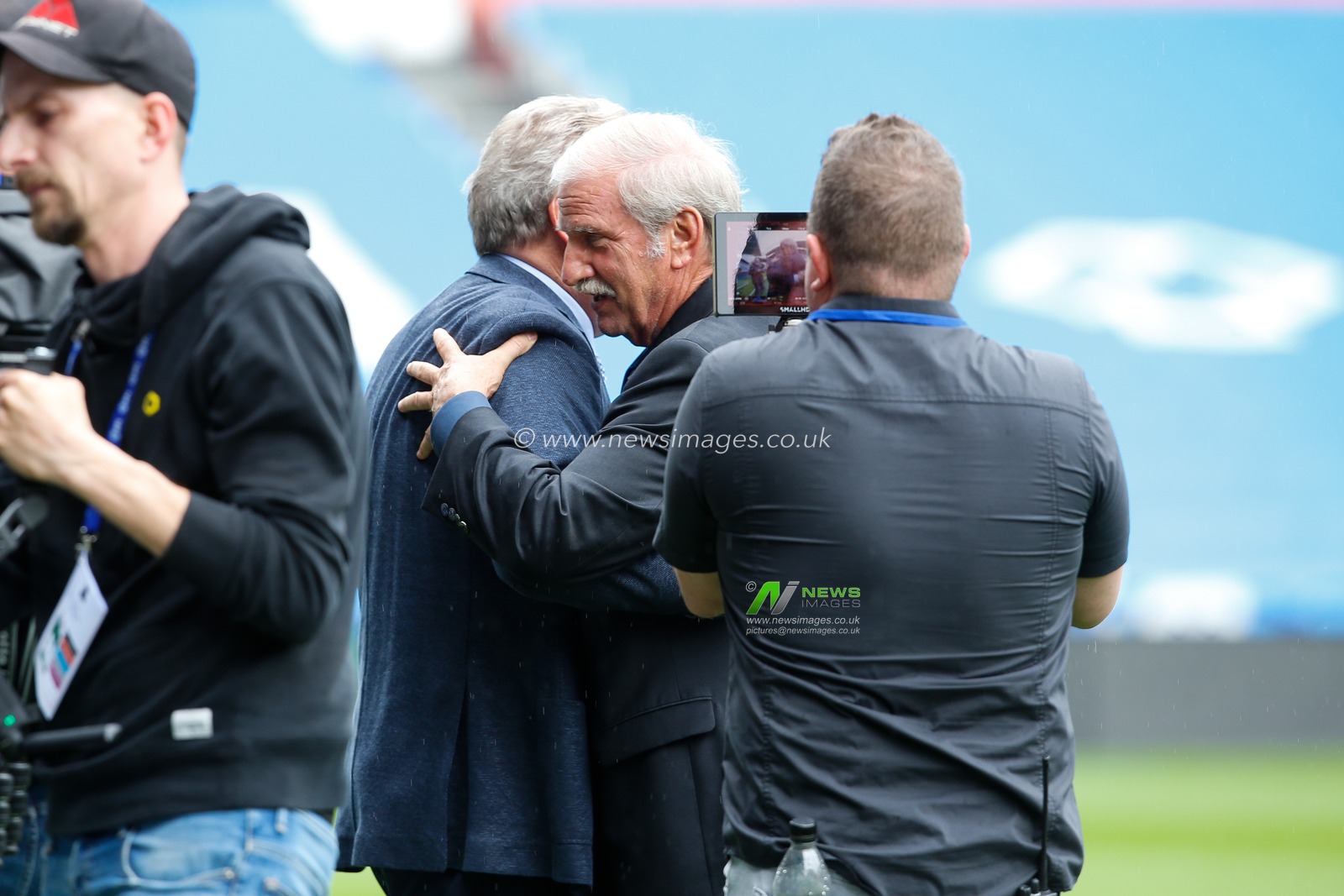 Kevin M.Neagle prospective new owner of Huddersfield Town with Neil Warnock head coach / Manager of Huddersfield Town during the Sky Bet Championship match Huddersfield Town vs Reading at John Smith's Stadium, Huddersfield, United Kingdom, 8th May 2023

(Photo by Ben Early/News Images)