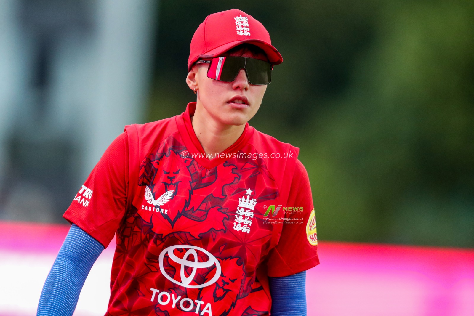 Issy Wong of England Women looks on during the 1st Vitality IT20 Series England Women v West Indies Women at The Spitfire Ground, Canterbury, United Kingdom, 21st May 2025

(Photo by Izzy Poles/News Images)