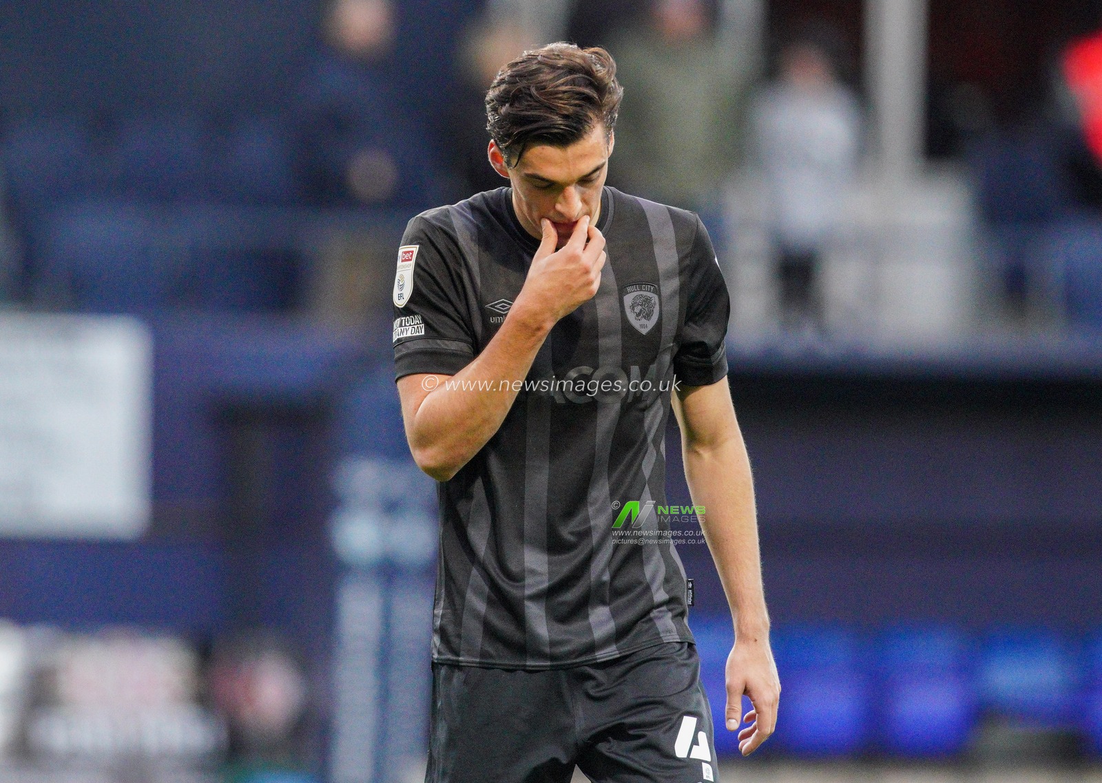 Jacob Greaves #4 of Hull City at the end of the game after Hull lose 1:0 to Luton Town