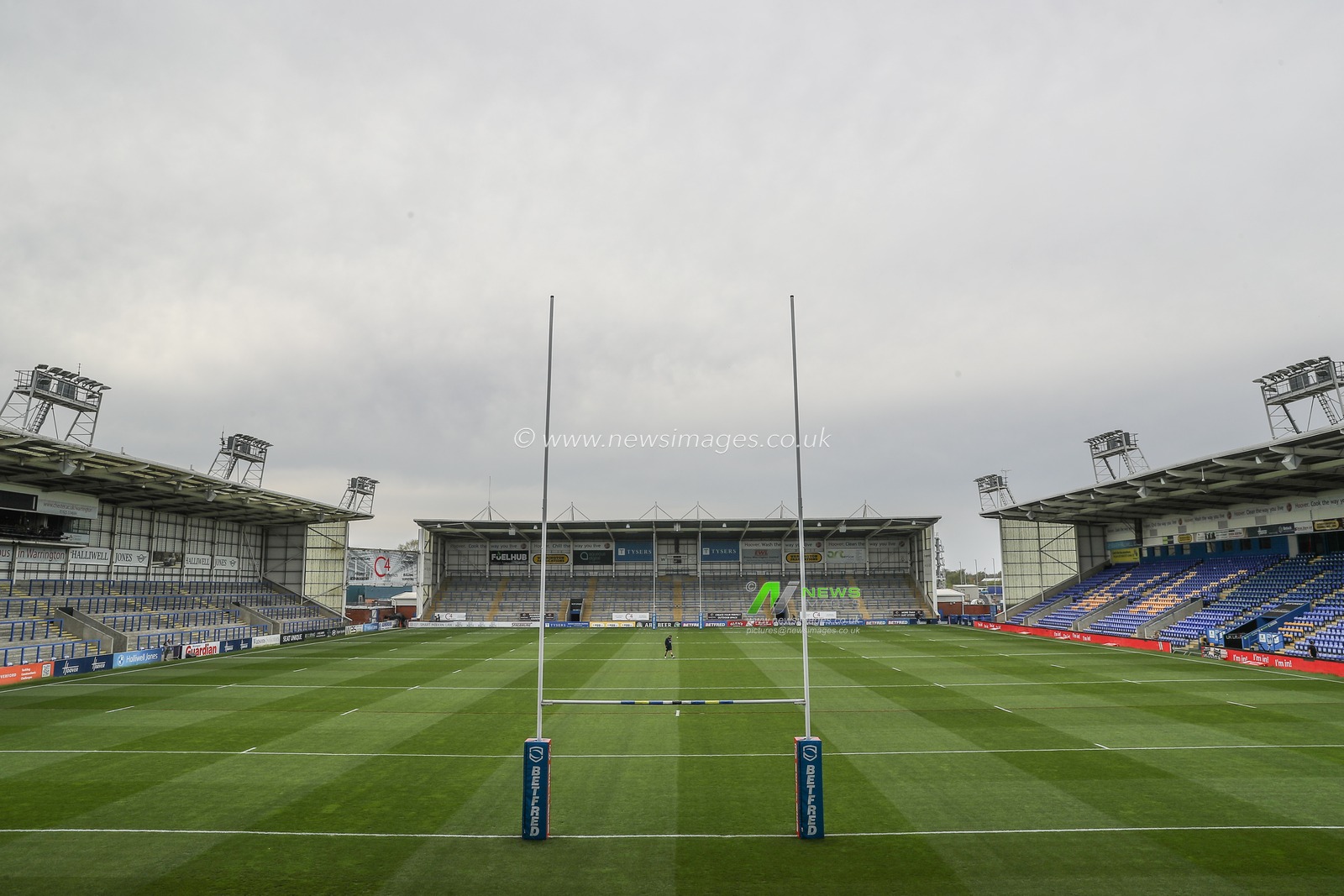 A general view inside of the Halliwell Jones Stadium, home of Warrington Wolves ahead of the Betfred Super League Round 7 match Warrington Wolves vs Hull FC at Halliwell Jones Stadium, Warrington, United Kingdom, 12th April 2025

(Photo by Gareth Evans/News Images)