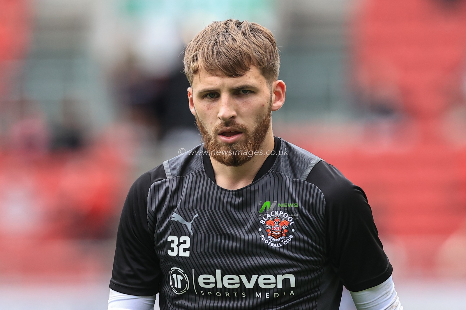 Daniel Grimshaw #32 of Blackpool during the pre-game warmup