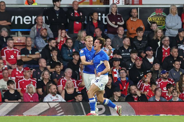 Phil Neumann of Birmingham City celebrates his goal to make it 0-1 during the Sky Bet Championship match Wrexham vs Birmingham City at The Racecourse Ground, Wrexham, United Kingdom on 28 August 2026

(Photo by Mark Cosgrove/News Images)