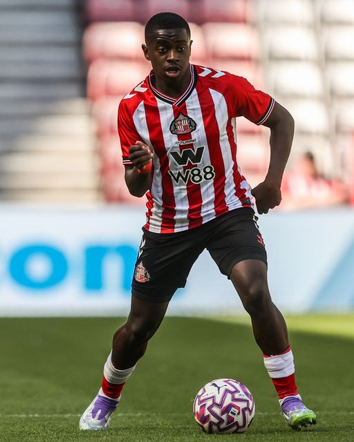 Noah Sadiki of Sunderland during the Pre-season friendly match Sunderland vs Real Betis at Stadium Of Light, Sunderland, United Kingdom, 2nd August 2025

(Photo by Alfie Cosgrove/News Images)