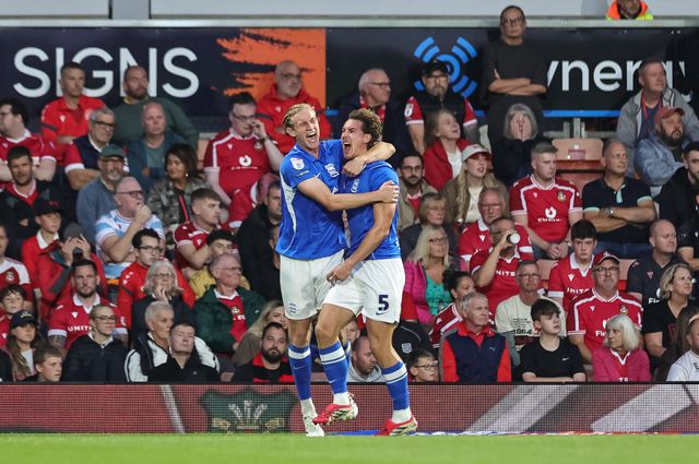 Phil Neumann of Birmingham City celebrates his goal to make it 0-1 during the Sky Bet Championship match Wrexham vs Birmingham City at The Racecourse Ground, Wrexham, United Kingdom on 28 August 2026

(Photo by Mark Cosgrove/News Images)