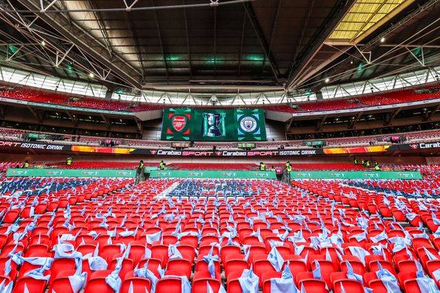 A general view of Wembley Stadium ahead of the Carabao Cup Final match Arsenal vs Manchester City at Emirates, London, United Kingdom on 22 March 2026

(Photo by Alfie Cosgrove/News Images)