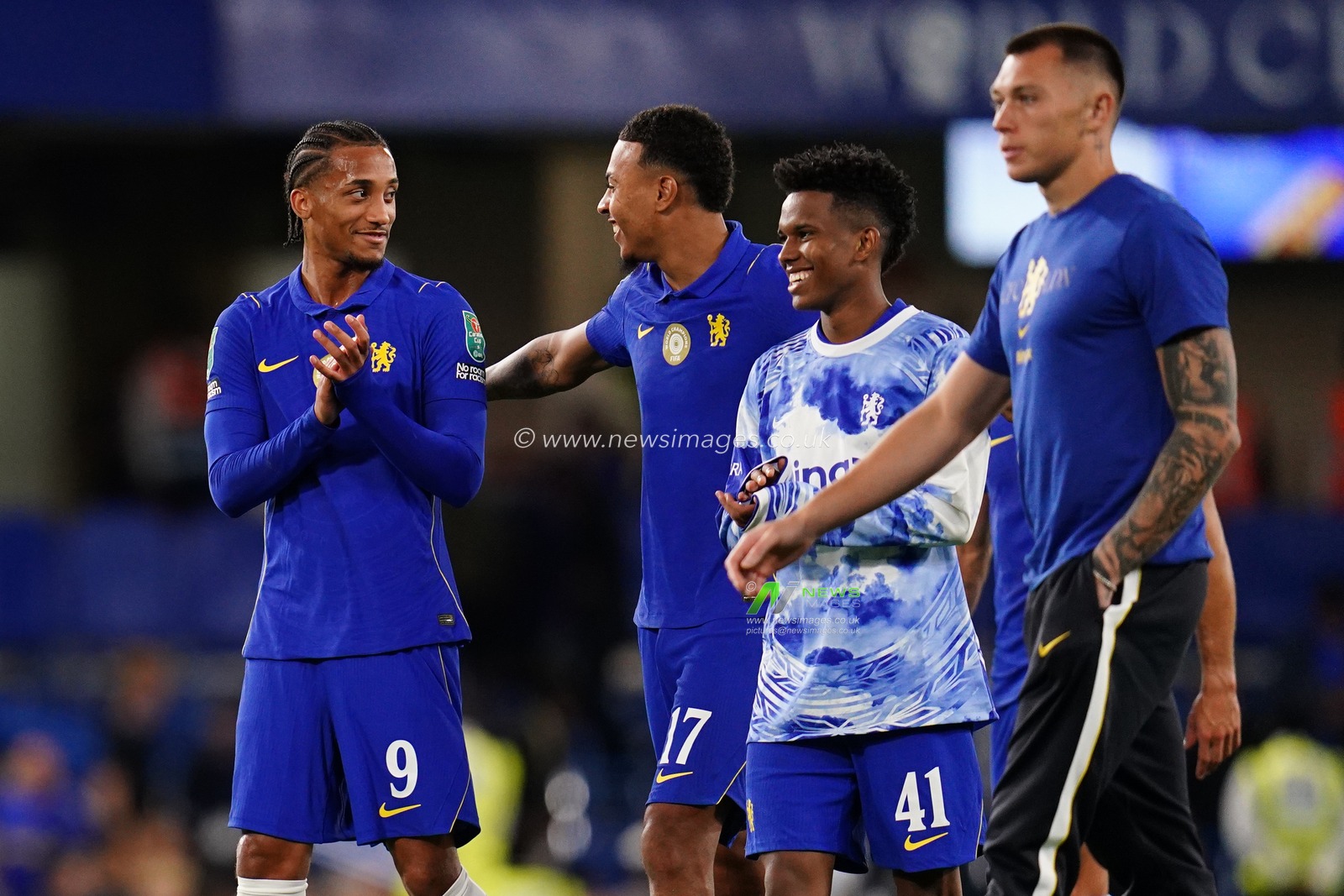 Chelsea players at full time during the Carabao Cup round 2 match Chelsea vs Luton Town at Stamford Bridge, London, United Kingdom on 27 August 2026

(Photo by Harvey Murphy/News Images)