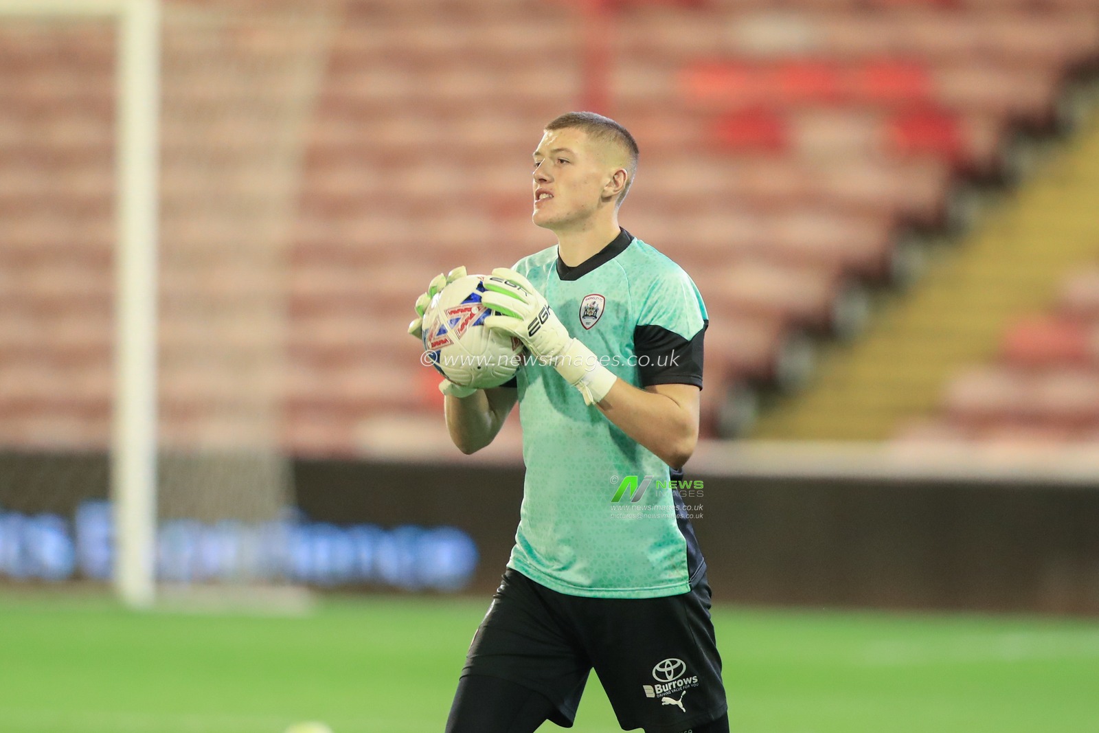 Rogan Ravenhill in the pregame warmup session during the Emirates FA Cup 1st Round match Barnsley vs Horsham FC at Oakwell, Barnsley, United Kingdom, 3rd November 2023

(Photo by Alfie Cosgrove/News Images)