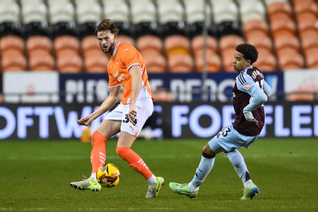 Dan Sassi of Blackpool passes the ball during the Vertu Trophy match Blackpool vs Aston Villa U21 at Bloomfield Road, Blackpool, United Kingdom, 17th December 2024

(Photo by Craig Thomas/News Images)