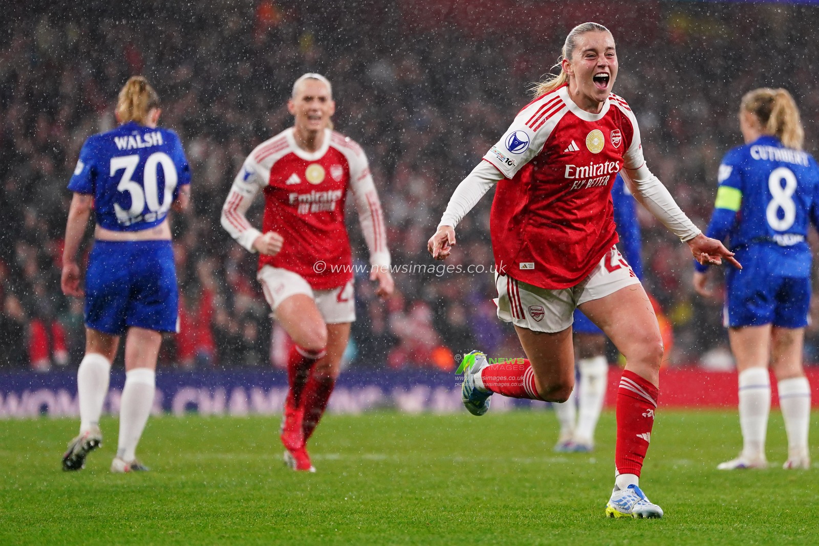 Alessia Russo of Arsenal celebrates goal during the UEFA Women's Champions League Quarter-finals match Arsenal vs Chelsea at Arsenal Stadium, London, United Kingdom on 24 March 2026

(Photo by Harvey Murphy/News Images)