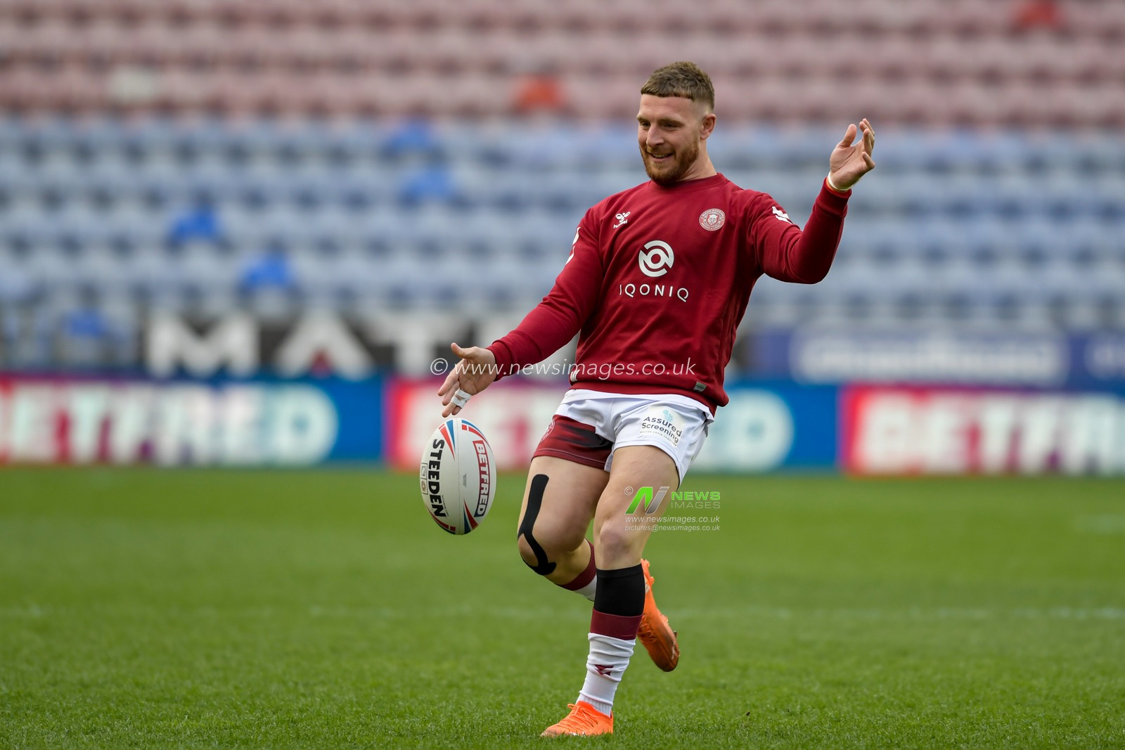 Jackson Hastings (31) of Wigan Warriors during the pre-game warm up
