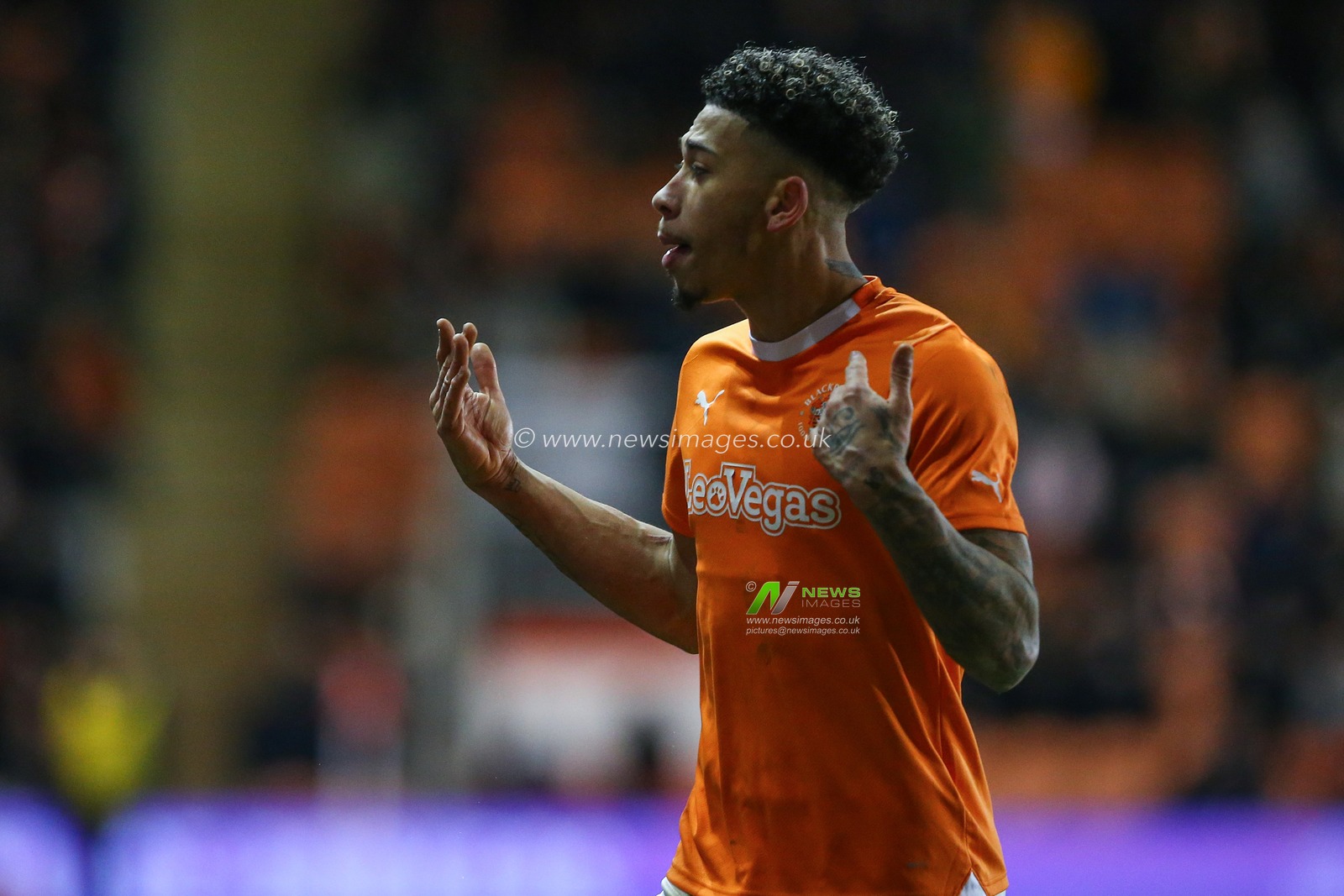 Jordan Lawrence-Gabriel of Blackpool gees up the crowd during the Emirates FA Cup Third Round Replay match Blackpool vs Nottingham Forest at Bloomfield Road, Blackpool, United Kingdom, 17th January 2024

(Photo by Gareth Evans/News Images)
