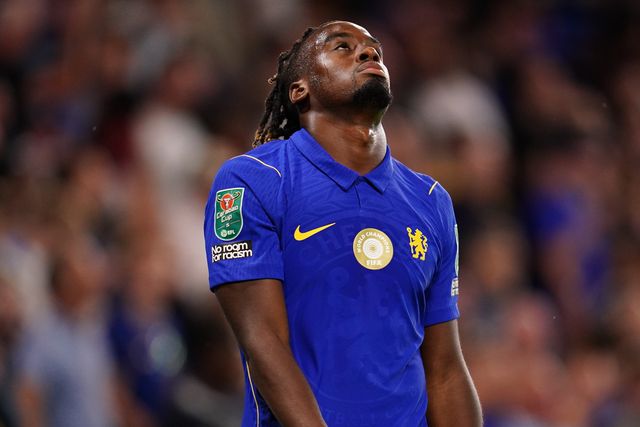 Jamie Gittens of Chelsea frustrated during the Carabao Cup round 2 match Chelsea vs Luton Town at Stamford Bridge, London, United Kingdom on 27 August 2026

(Photo by Harvey Murphy/News Images)