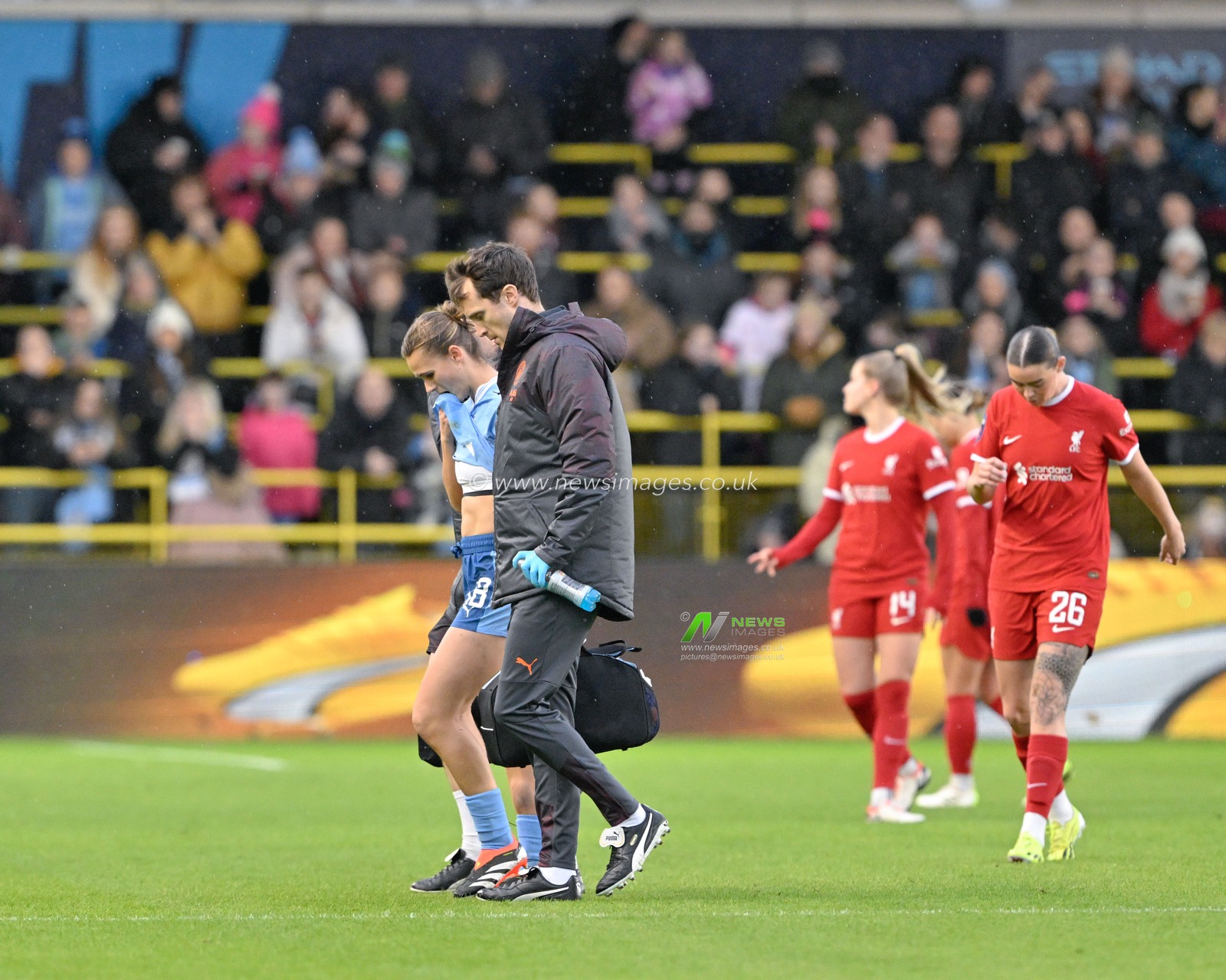 Kerstin Casparij of Manchester City Women comes off the pitch was an injury, during the The FA Women's Super League match Manchester City Women vs Liverpool Women at Joie Stadium, Manchester, United Kingdom, 21st January 2024

(Photo by Cody Froggatt/News Images)