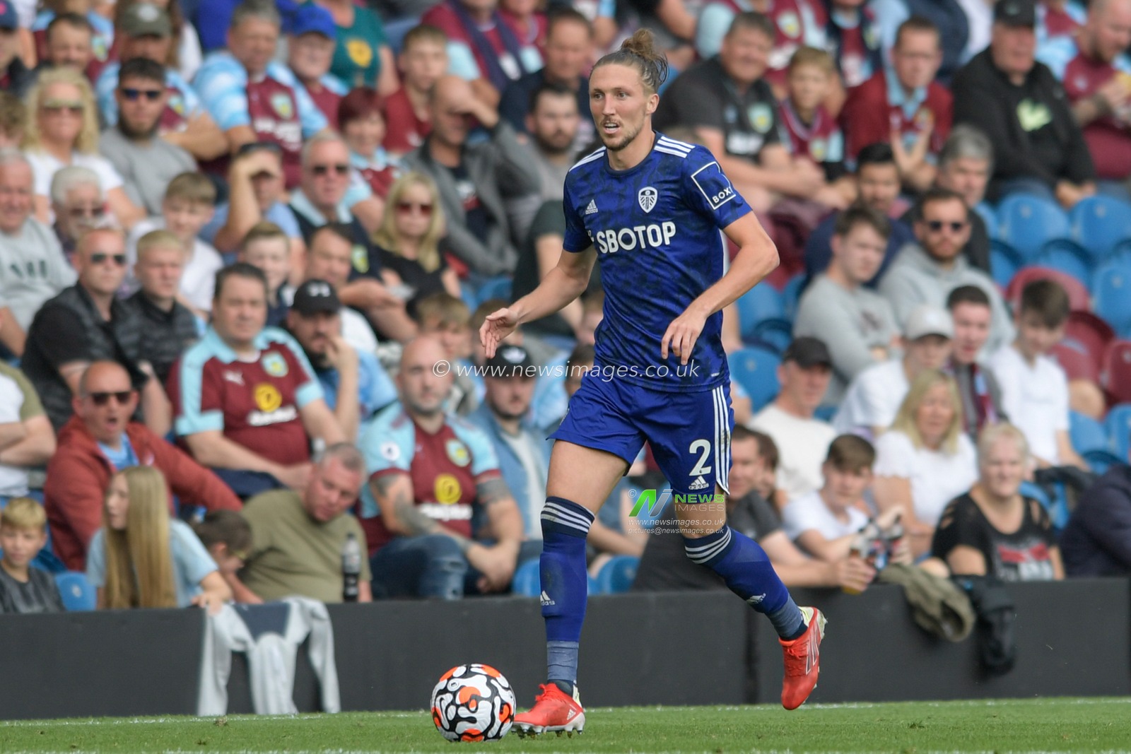 Luke Ayling #2 of Leeds United runs forward with the ball