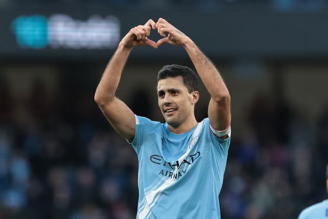 Rodrigo of Manchester City celebrates his goal to make it 2-0 during the Emirates FA Cup Third Round match Manchester City vs Exeter City at Etihad Stadium, Manchester, United Kingdom, 10th January 2026

(Photo by Mark Cosgrove/News Images)