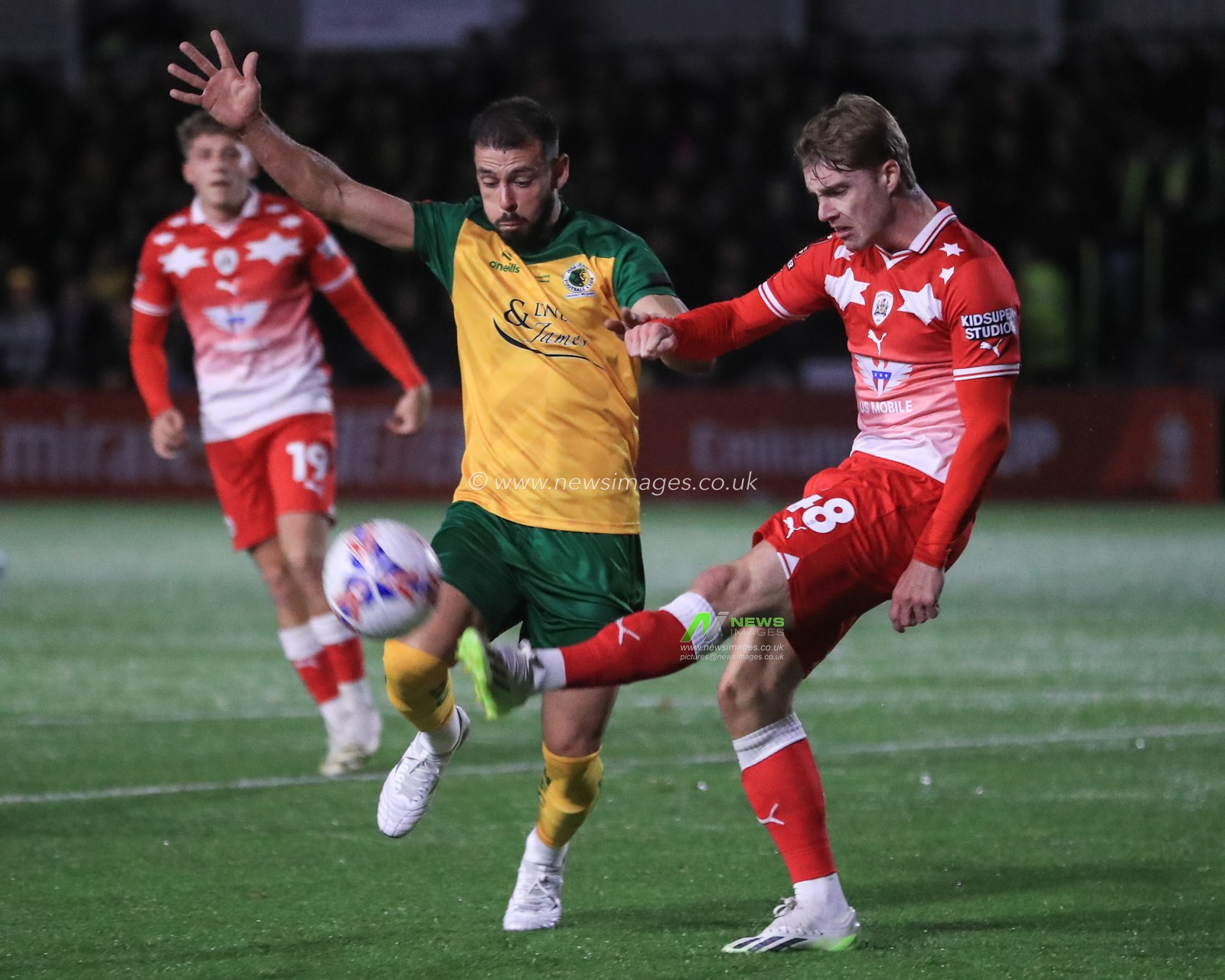 Luca Connell #48 of Barnsley clears the ball during the Emirates FA Cup match Horsham FC vs Barnsley at The Camping World Community Stadium, Horsham, United Kingdom, 14th November 2023

(Photo by Alfie Cosgrove/News Images)