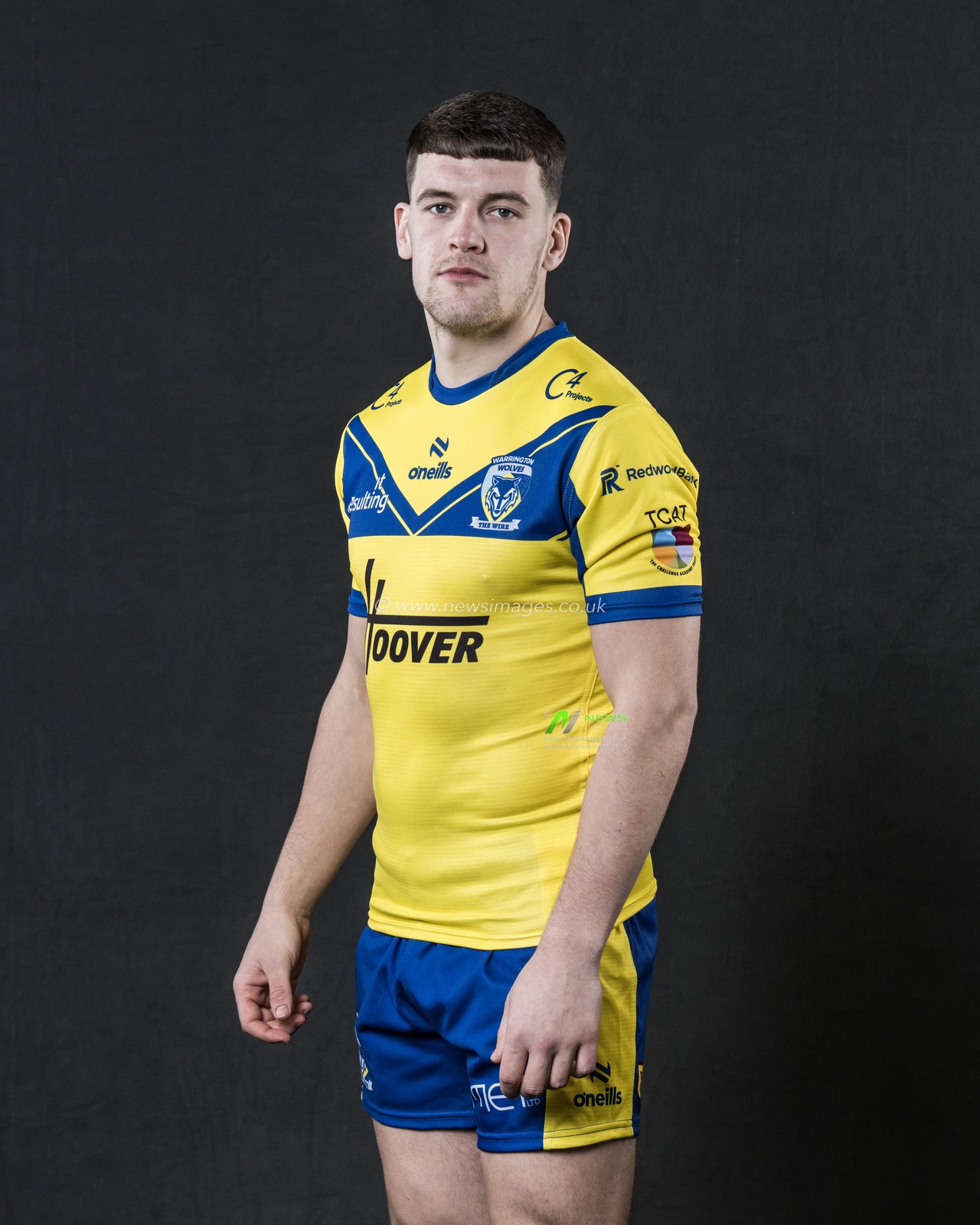 Josh Thewlis in the Home kit during the Warrington Wolves Team media day at Warrington wolves training centre, Warrington, United Kingdom, 16th January 2025

(Photo by Craig Thomas/News Images)