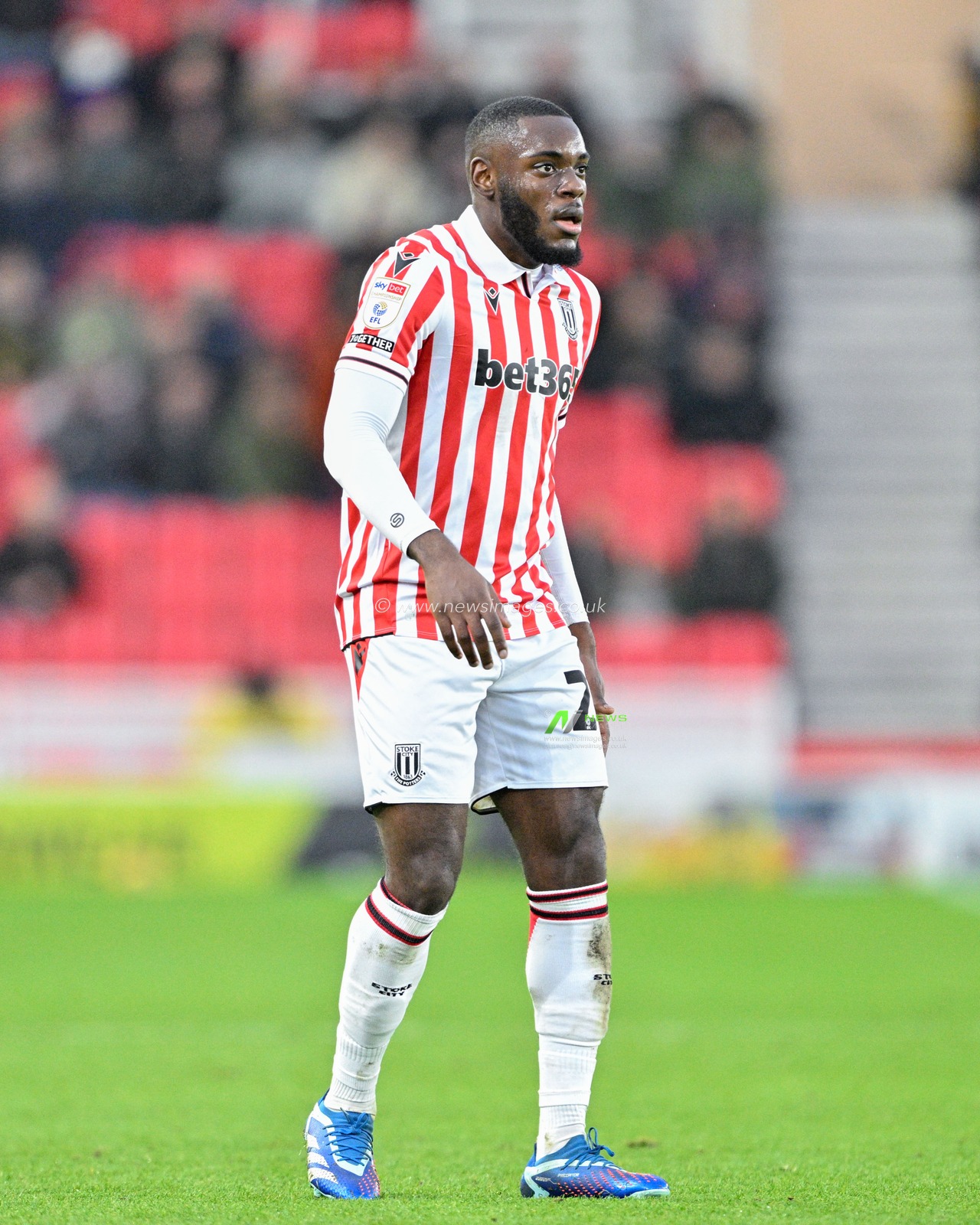 Junior Tchamadeu of Stoke City, during the Sky Bet Championship match Stoke City vs Ipswich Town at Bet365 Stadium, Stoke-on-Trent, United Kingdom, 1st January 2024

(Photo by Cody Froggatt/News Images)