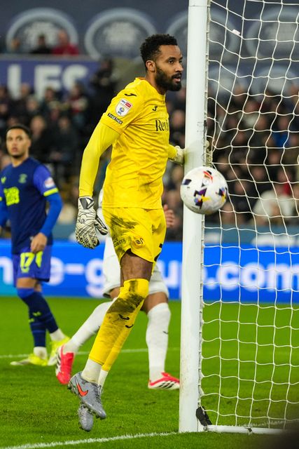 Swansea City goalkeeper Lawrence Vigouroux during the Sky Bet Championship match Swansea City vs Preston North End at Swansea.com Stadium, Swansea, United Kingdom on 24 February 2026

(Photo by Andrew Lewis/News Images)