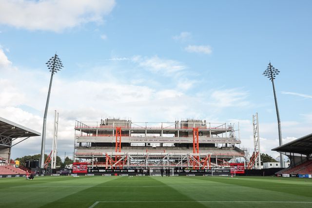 A general view of the new stand at The Racecourse Ground during the Sky Bet Championship match Wrexham vs Birmingham City at The Racecourse Ground, Wrexham, United Kingdom on 28 August 2026

(Photo by Mark Cosgrove/News Images)