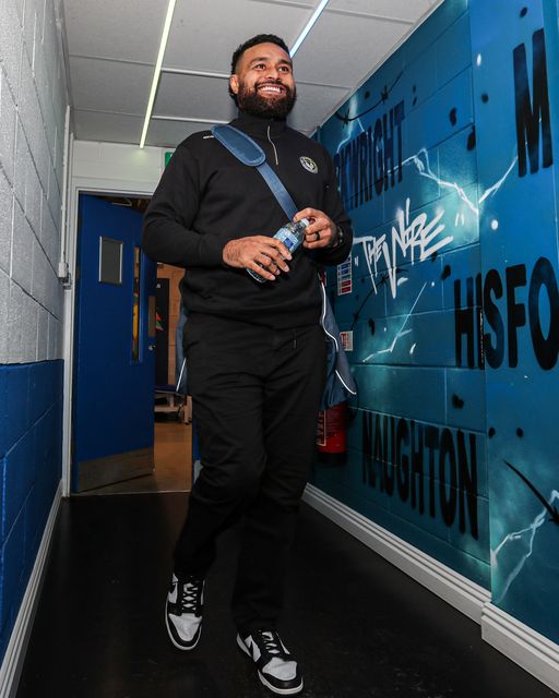 Toafofoa Sipley of Warrington Wolves arrives at stadium during the Betfred Super League Round 1 match Warrington Wolves vs St Helens at The Halliwell Jones Stadium, Warrington, United Kingdom on 13 February 2026

(Photo by Jorge Horsted/News Images)