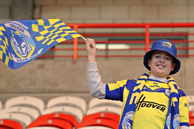 Warrington fans before the Betfred Super League round 27 match Hull KR vs Warrington Wolves at Sewell Group Craven Park, Kingston upon Hull, United Kingdom, 18th September 2025(Photo by Sam Eaden/News Images)