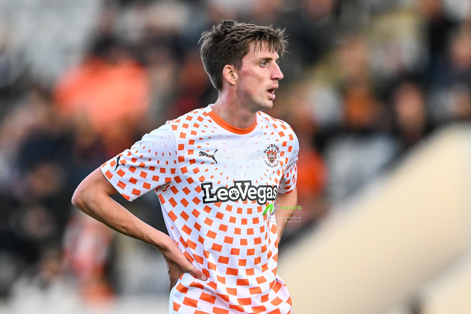 Jake Beesley #18 of Blackpool during the Pre-season friendly match Morecambe vs Blackpool at Mazuma Stadium, Morecambe, United Kingdom, 25th July 2023

(Photo by Craig Thomas/News Images)