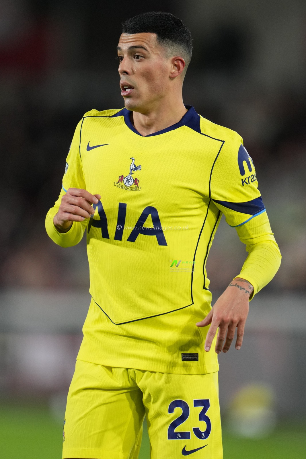 Pedro Porro of Tottenham Hotspur during the Premier League match Brentford vs Tottenham Hotspur at The Gtech Community Stadium, London, United Kingdom, 1st January 2026

(Photo by Harvey Murphy/News Images)

*** GER AUT SUI OUT ***