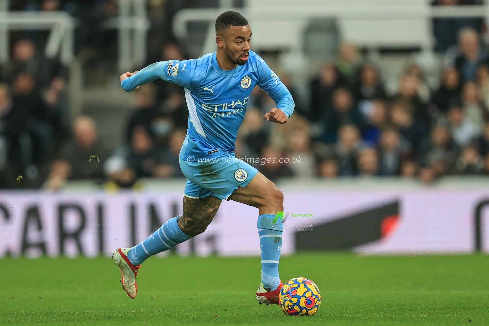 Gabriel Jesus #9 of Manchester City in action during the game