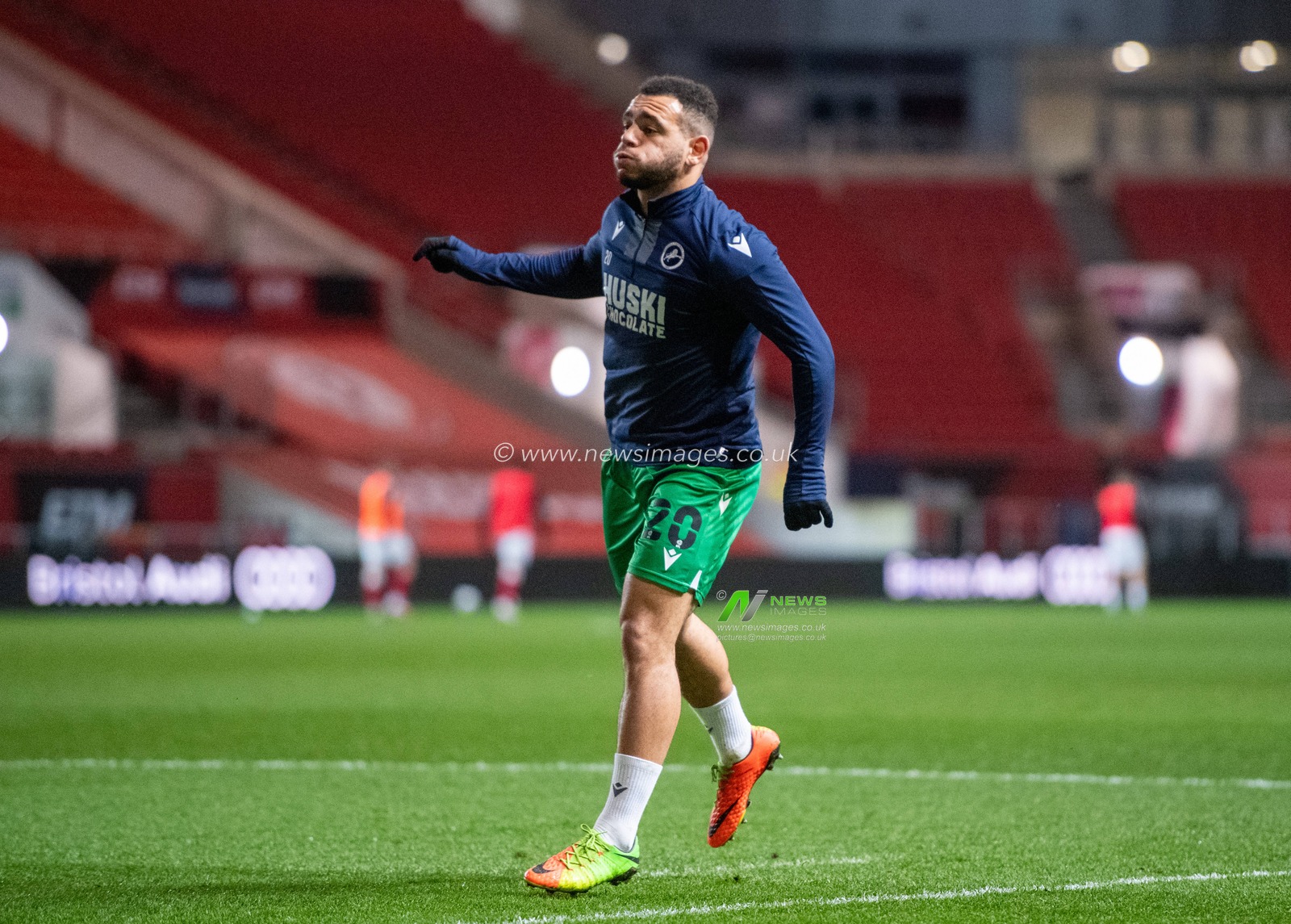 Mason Bennett #20 of Millwall during warmup