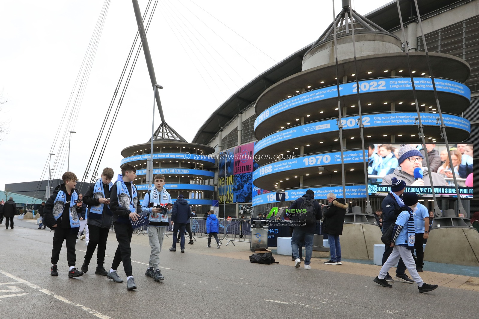City fans gather ahead of the Premier League match Manchester City vs Everton at Etihad Stadium, Manchester, United Kingdom, 10th February 2024

(Photo by Conor Molloy/News Images)