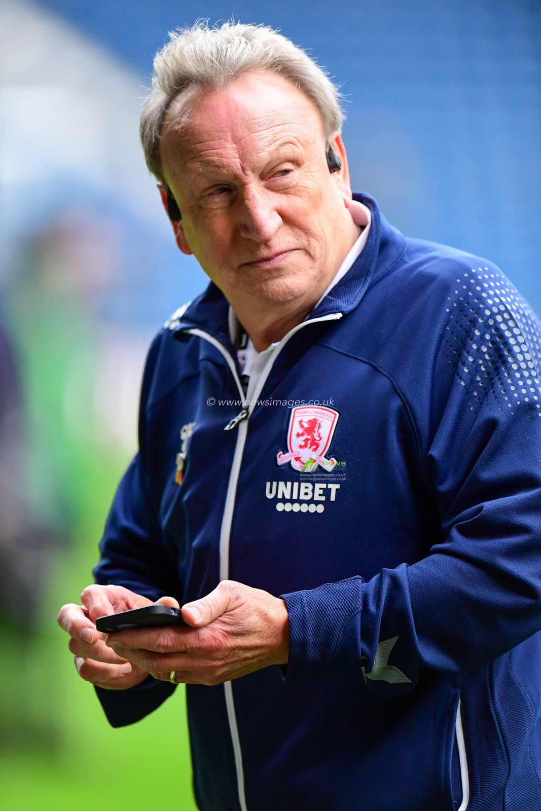 Neil Warnock manager of Middlesbrough checks the pitch at the Hawthorns before kick off.