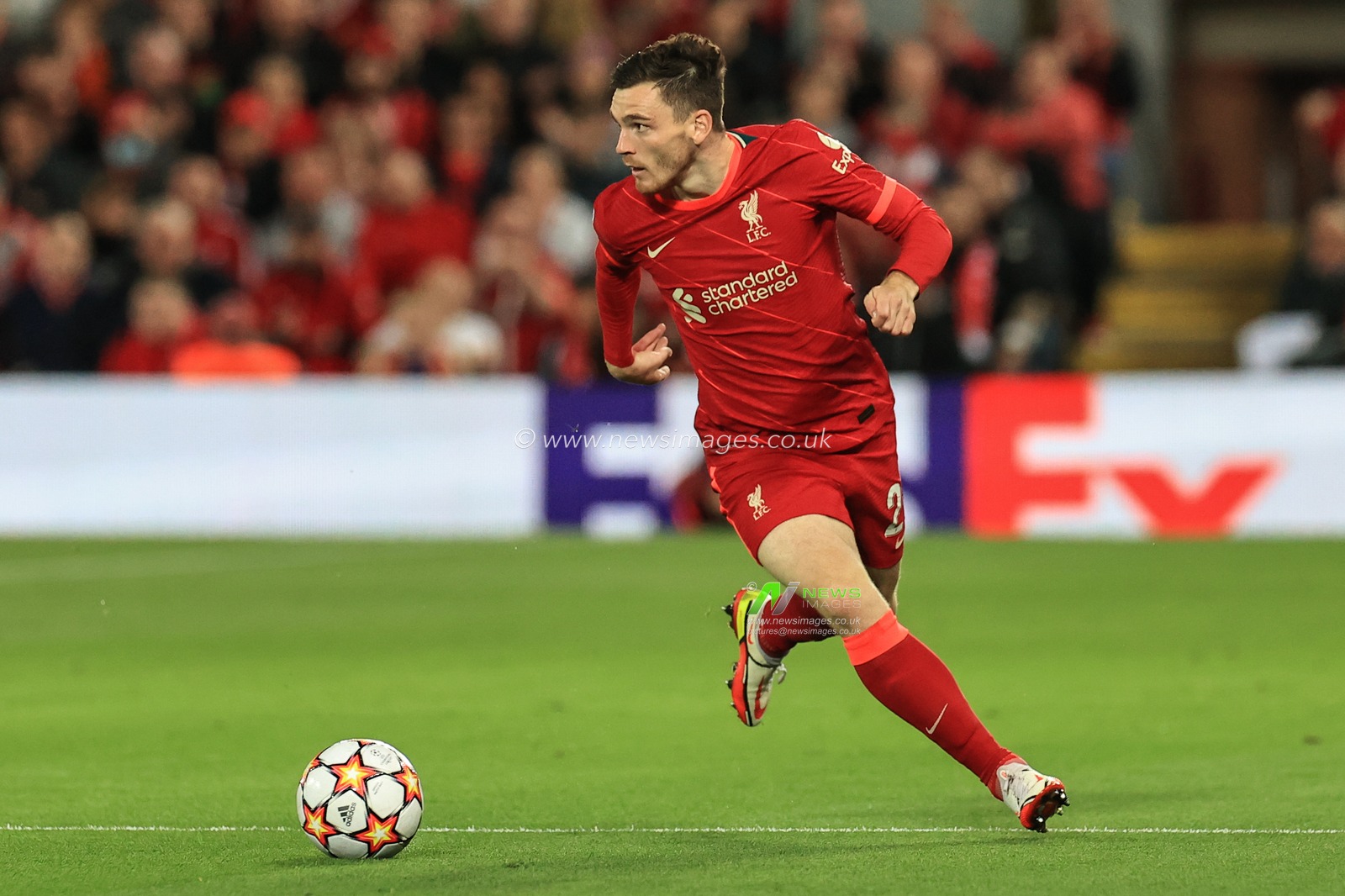 Andrew Robertson #26 of Liverpool in action during the game