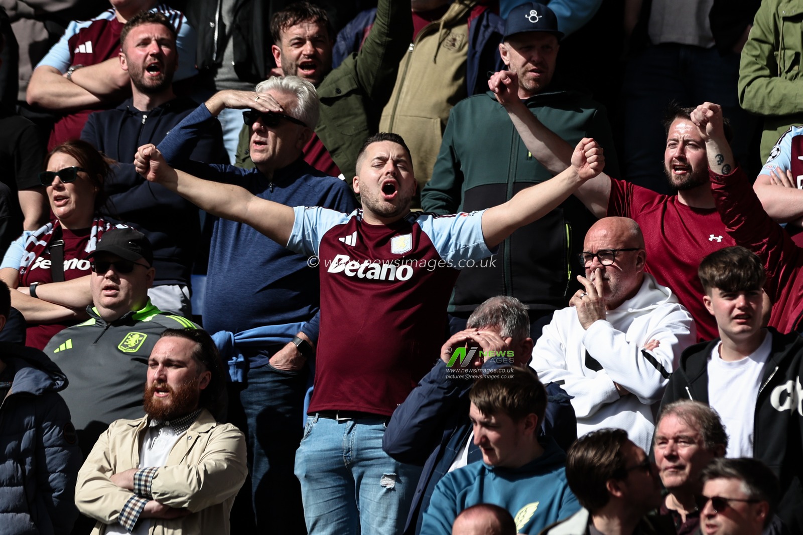 Aston Villa fans sing Que sera, sera during the Emirates FA Cup Quarter-finals match Preston North End vs Aston Villa at Deepdale, Preston, United Kingdom, 30th March 2025

(Photo by Mark Cosgrove/News Images)