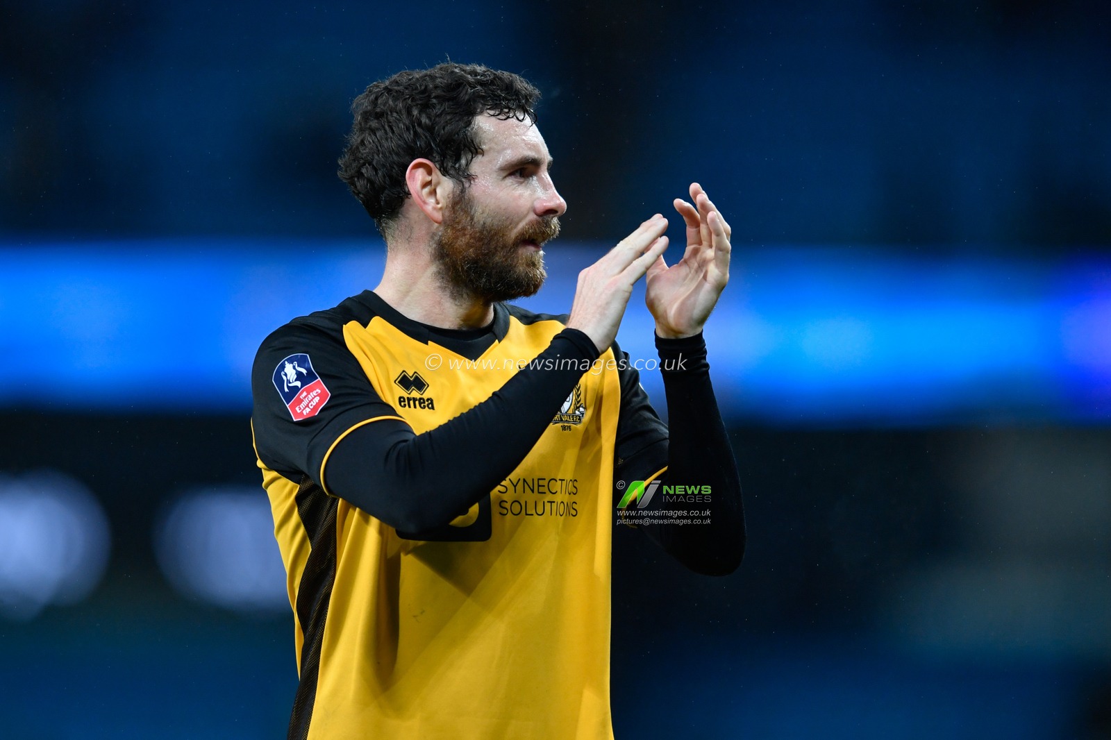 4th January 2020, Etihad Stadium, Manchester, England; Emirates FA Cup, Manchester City v Port Vale : David Worrall (7) of Port Vale applauds the travelling supporters after his side lose 4-1 to Manchester City

Credit: Simon Whitehead/News Images