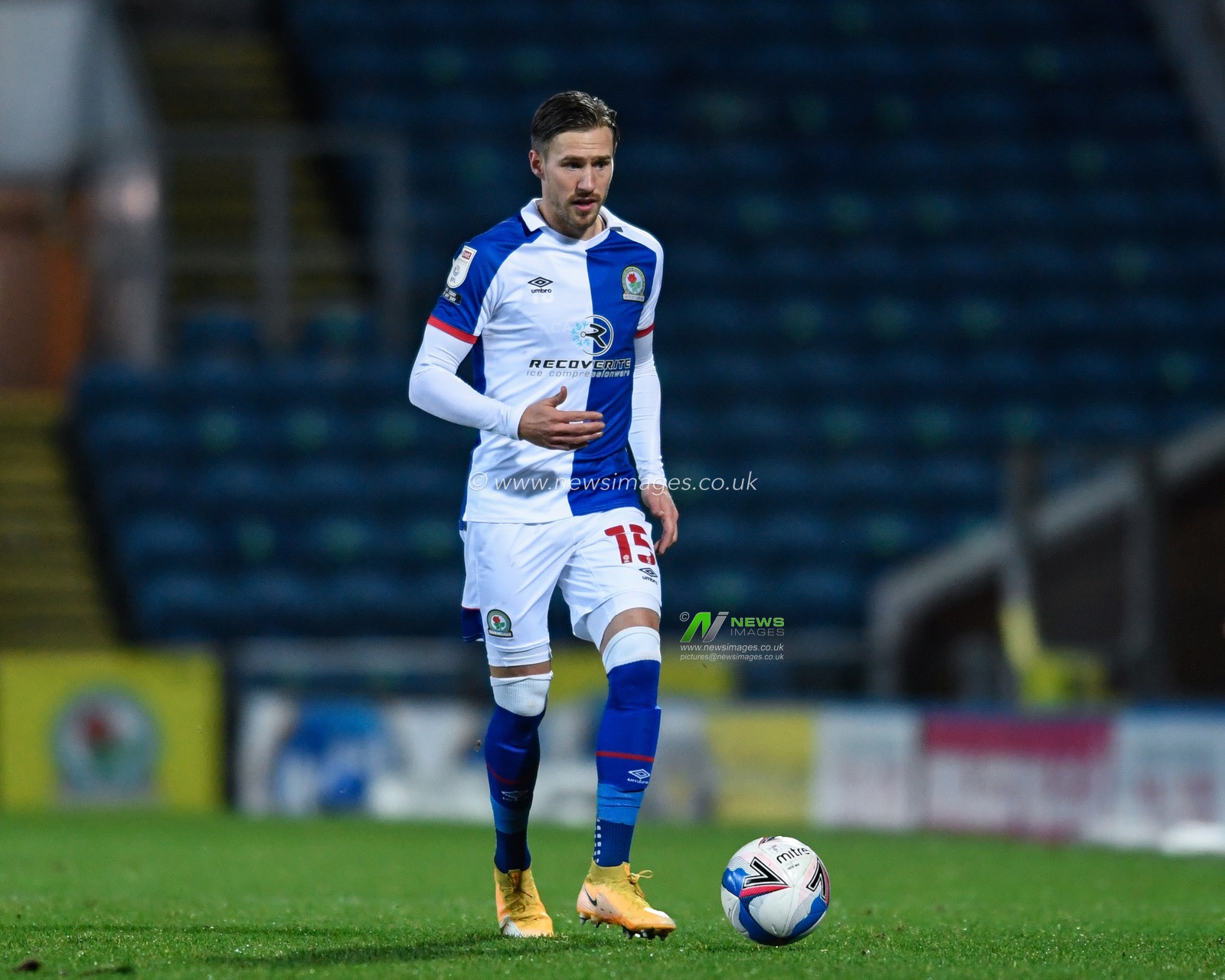 Barry Douglas #15 of Blackburn Rovers with the ball