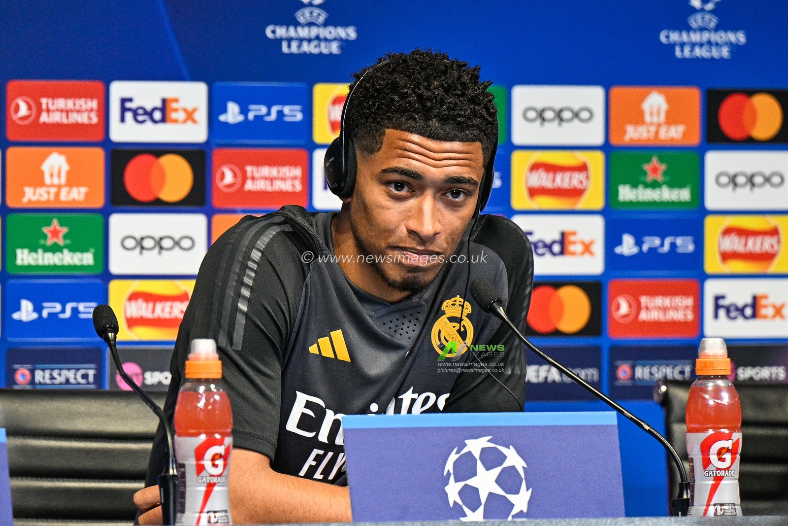 Jude Bellingham of Real Madrid during the Real Madrid Champions League press Conference at Joie Stadium, Manchester, United Kingdom, 16th April 2024

(Photo by Cody Froggatt/News Images)