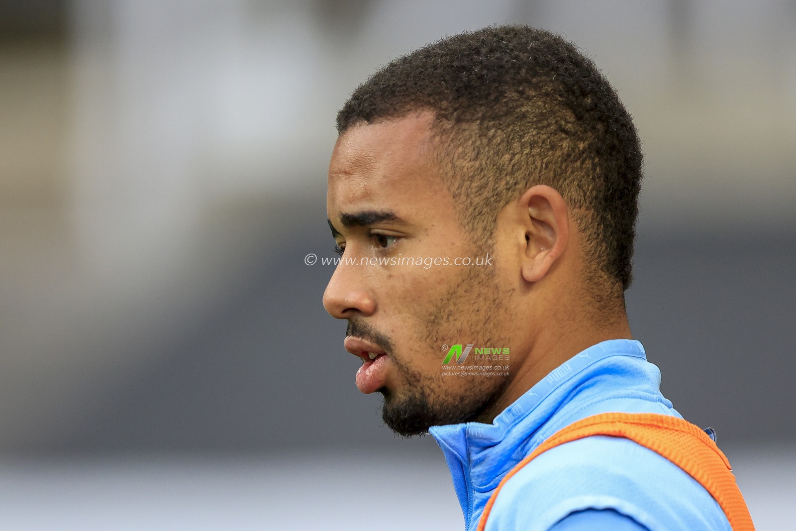 Gabriel Jesus #9 of Manchester City during the pre-game warmup