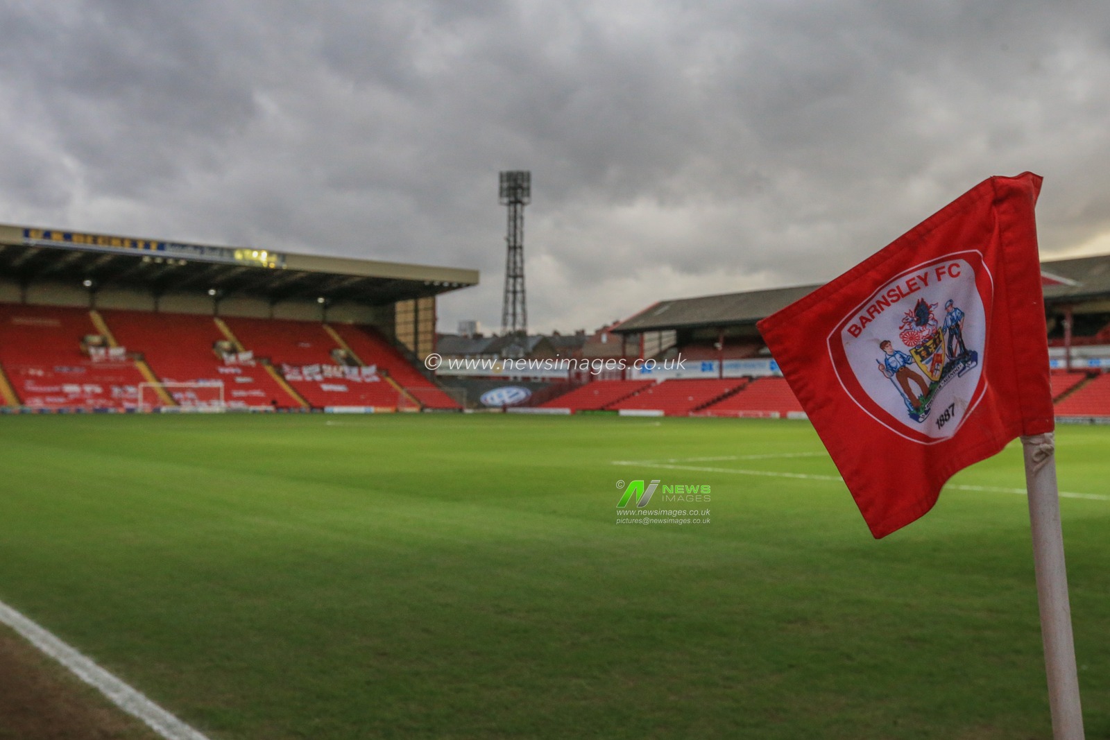 Barnsleyâ€™s corner flag and a general view of Oakwell ahead of tonights Sky Bet Championship game Barnsley v Stoke City