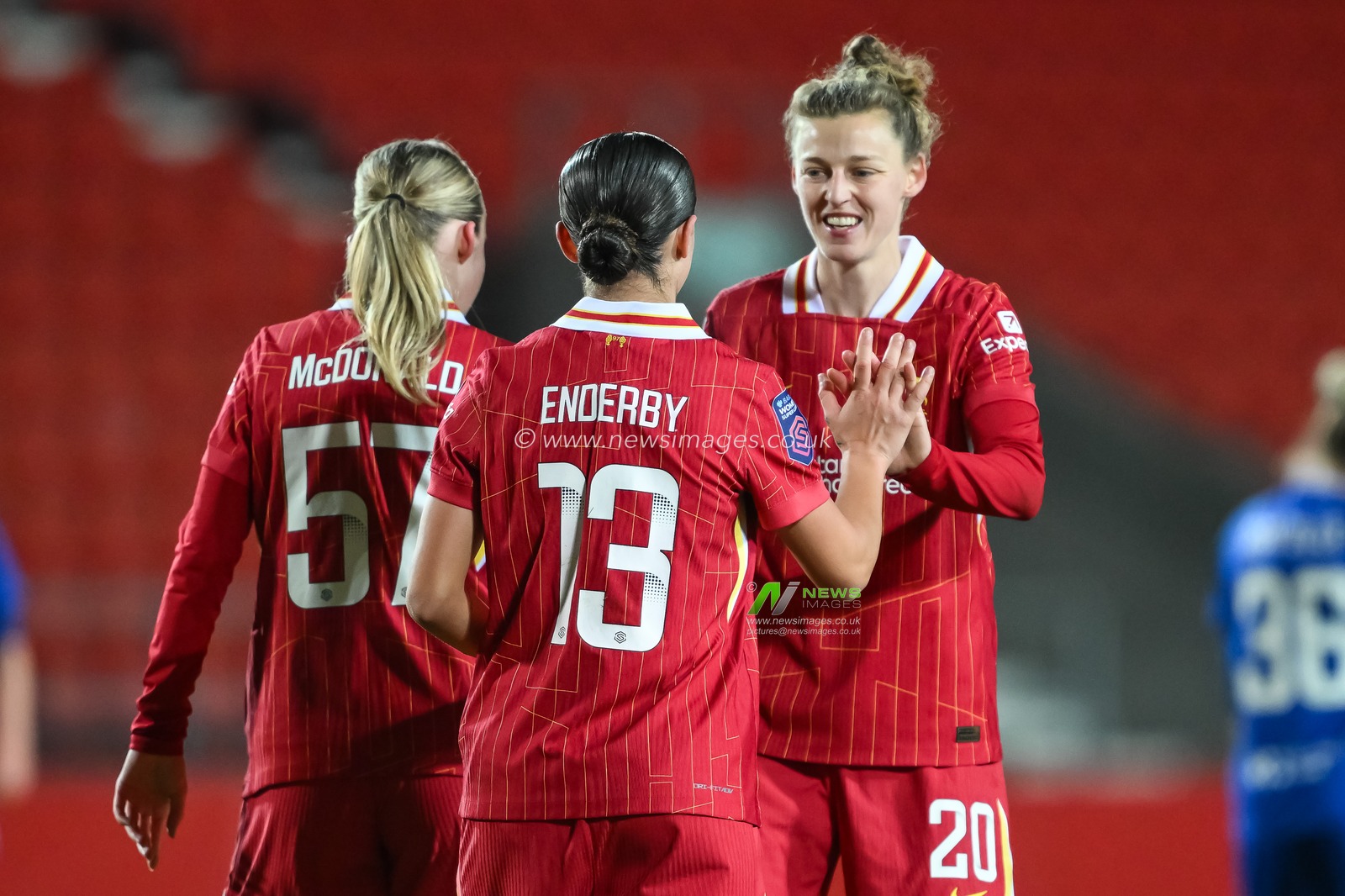 Mia Enderby of Liverpool celebrates her goal to make it  4-0 during the Women's League Cup - Group Stage - Group A Liverpool Women v Everton Women at St Helens Stadium, St Helens, United Kingdom, 11th December 2024

(Photo by Craig Thomas/News Images)