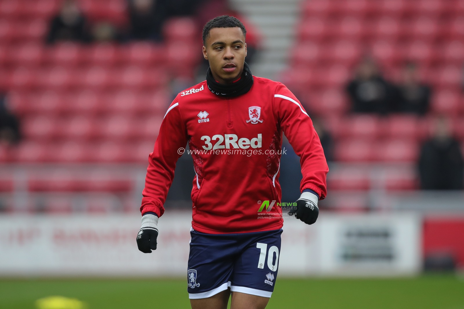 Cameron Archer #10 of Middlesbrough during the pre match warm up ahead of the Sky Bet Championship match Sunderland vs Middlesbrough at Stadium Of Light, Sunderland, United Kingdom, 22nd January 2023

(Photo by James Heaton/News Images)